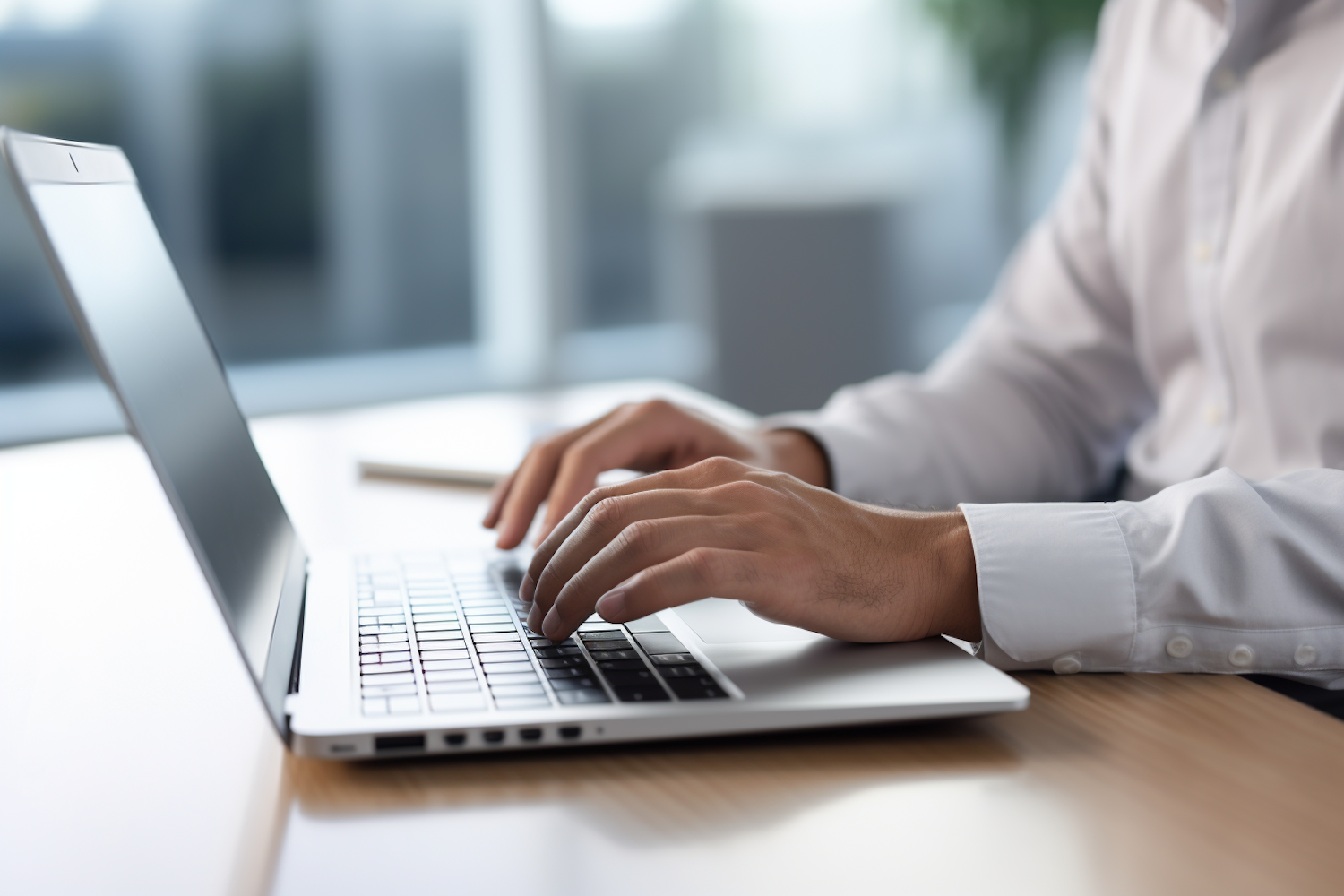 Osoba korzystająca z laptopa do wypełniania formularzy online, symbolizująca cyfryzację procesów rejestracji firmy.