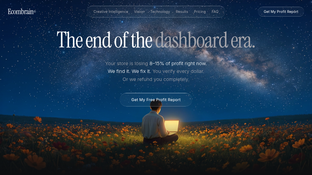 Screenshot of the EcomBrain platform's dashboard, showcasing its features for managing and optimizing e-commerce workflows, including video content automation.