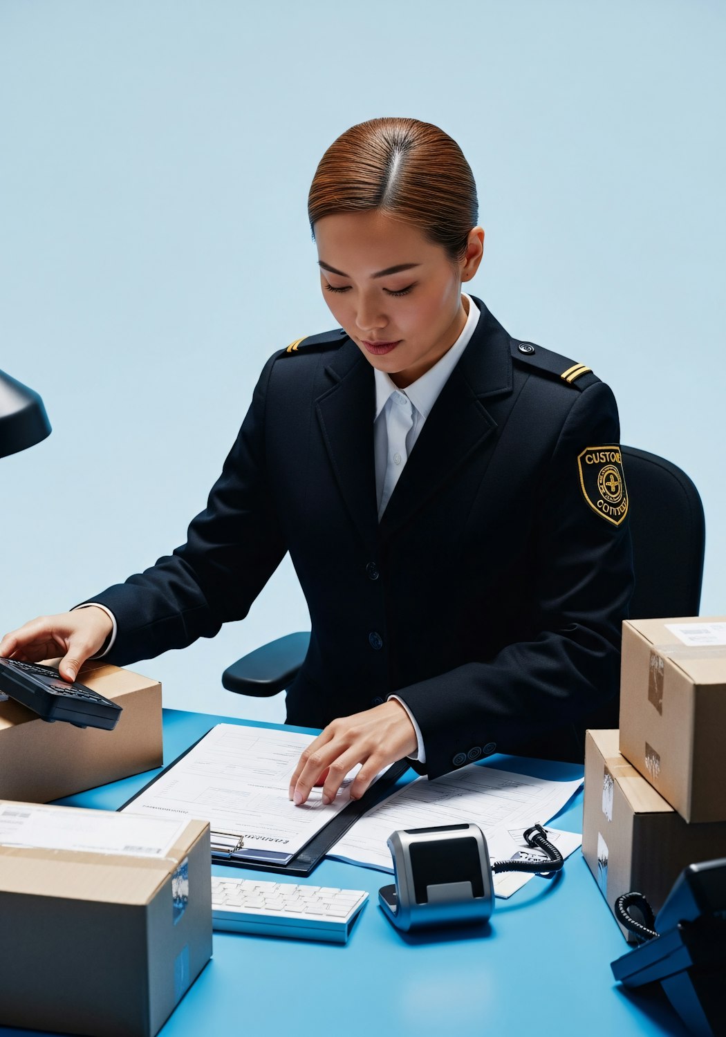 Osoba uważnie przeglądająca etykiety wysyłkowe i inne dokumenty, co jest kluczowe w procesie zbierania dowodów do reklamacji lub zwrotów.