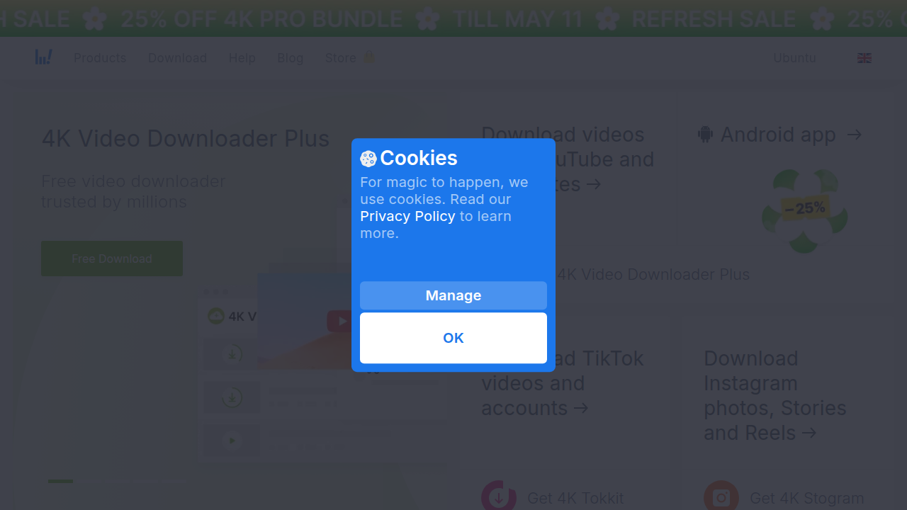 Official 4K Video Downloader site as an example of a trusted desktop alternative to risky web downloaders.